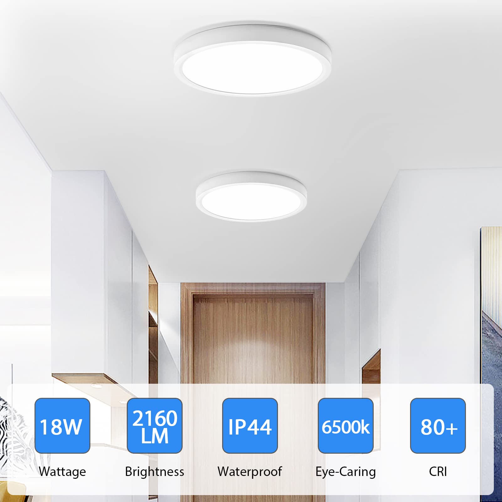 moonlightページ LED Flush Mount Ceiling Light, Super Slim 7 inch Ceiling